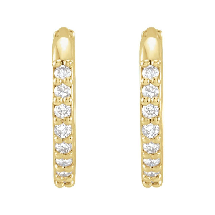14K Gold Diamond Huggie Earrings