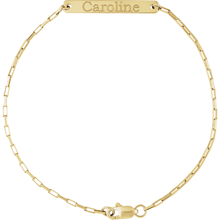 14K Gold Engravable Paperclip-Style Bracelet