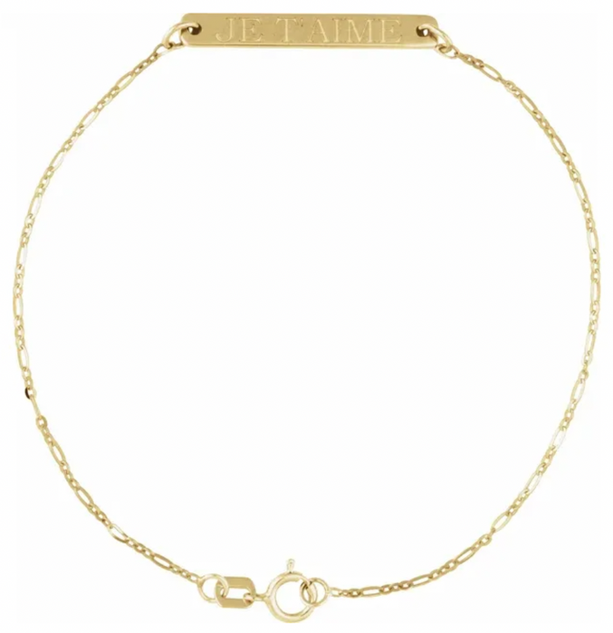 14K Gold Engravable Bar Bracelet