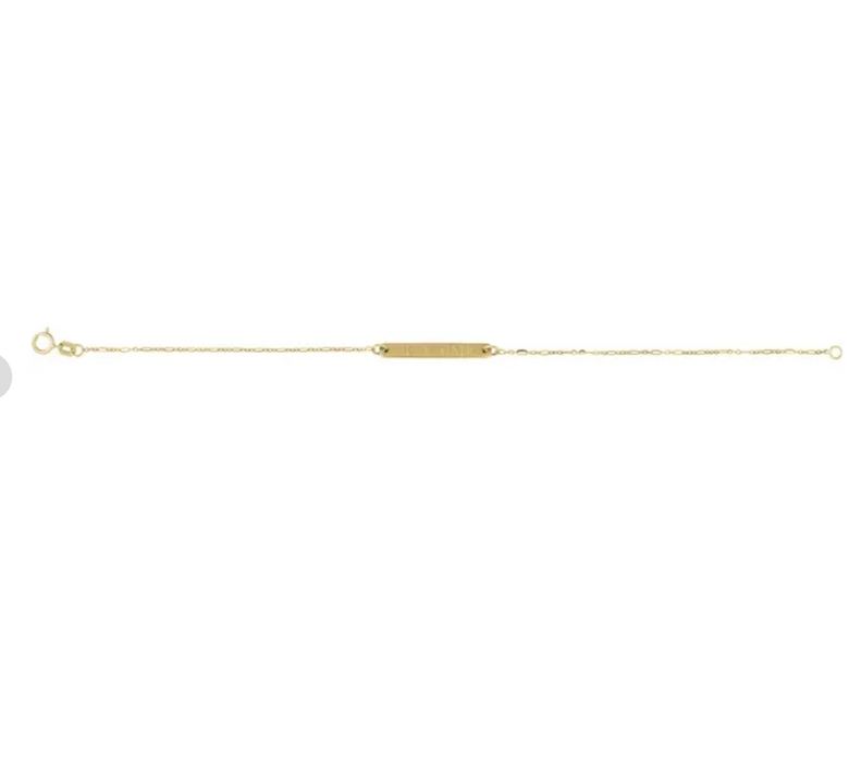 14K Gold Engravable Bar Bracelet