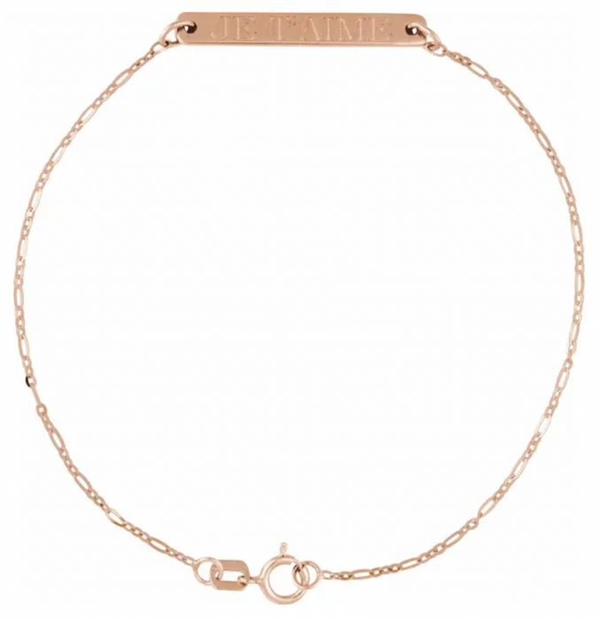 14K Gold Engravable Bar Bracelet