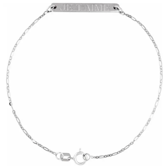 14K Gold Engravable Bar Bracelet